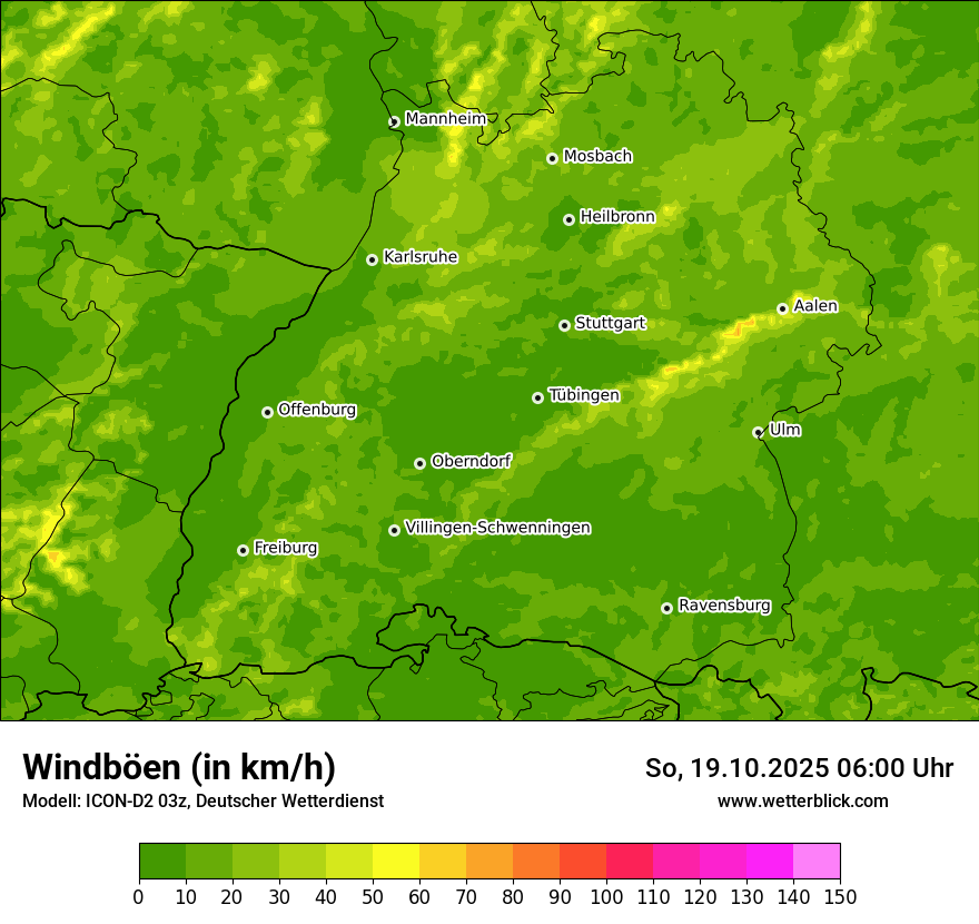 Modellkarten Windgeschwindigkeit