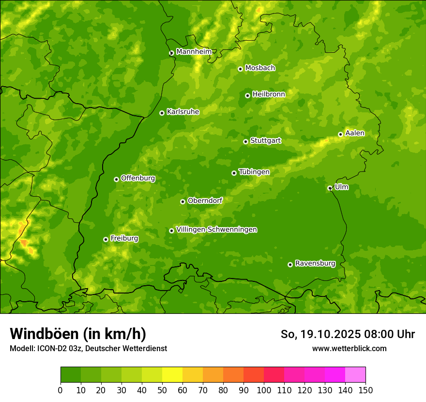 Modellkarten Windgeschwindigkeit