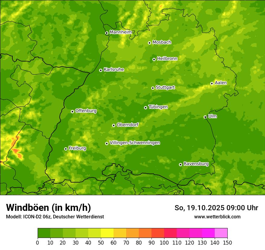 Modellkarten Windgeschwindigkeit