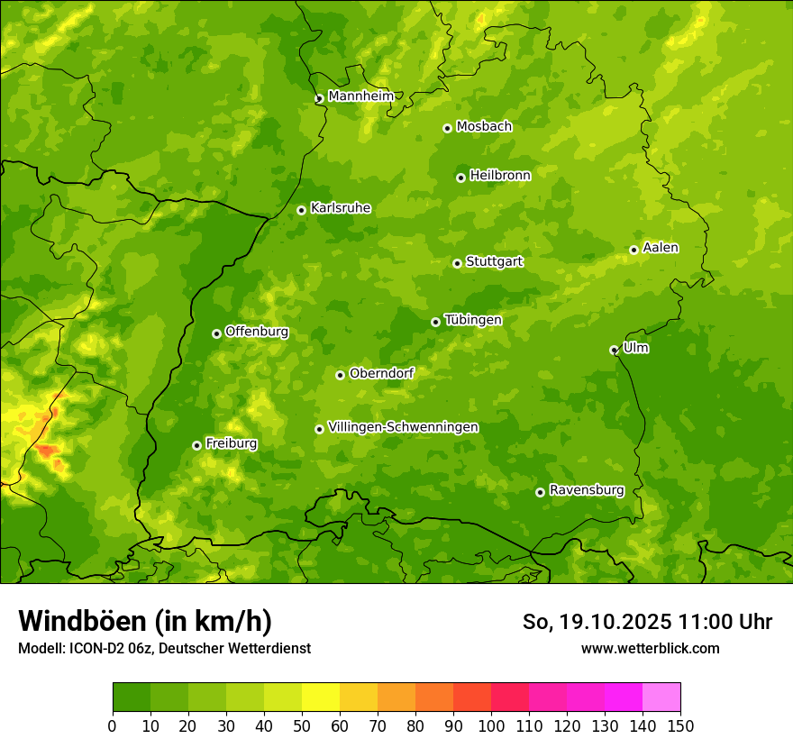 Modellkarten Windgeschwindigkeit