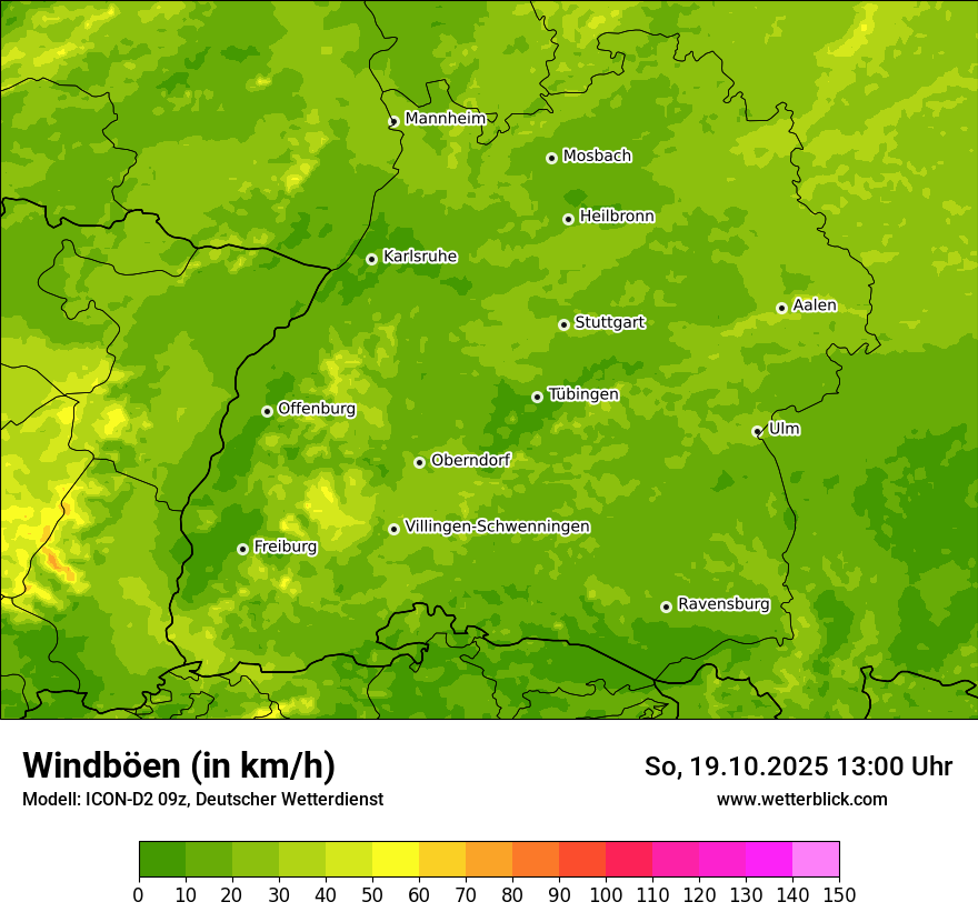 Modellkarten Windgeschwindigkeit