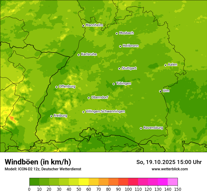 Modellkarten Windgeschwindigkeit
