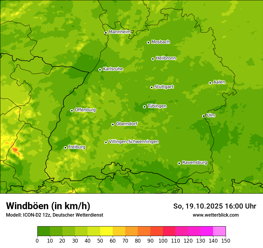 Modellkarten Windgeschwindigkeit
