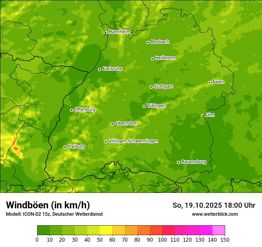 Modellkarten Windgeschwindigkeit