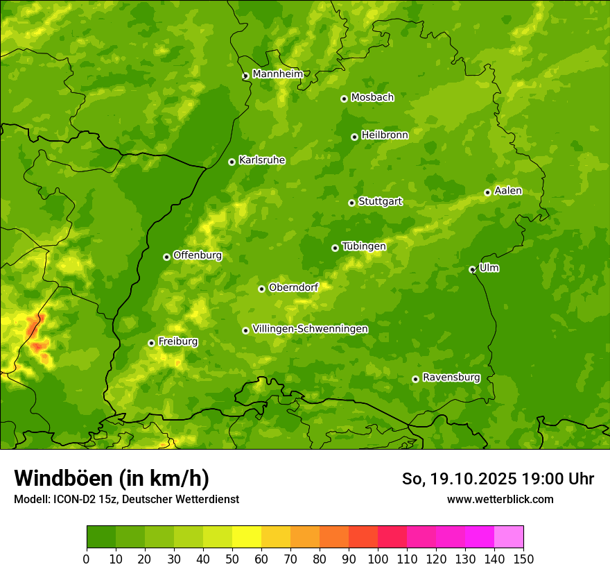 Modellkarten Windgeschwindigkeit