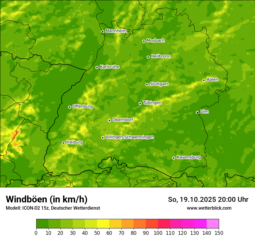 Modellkarten Windgeschwindigkeit