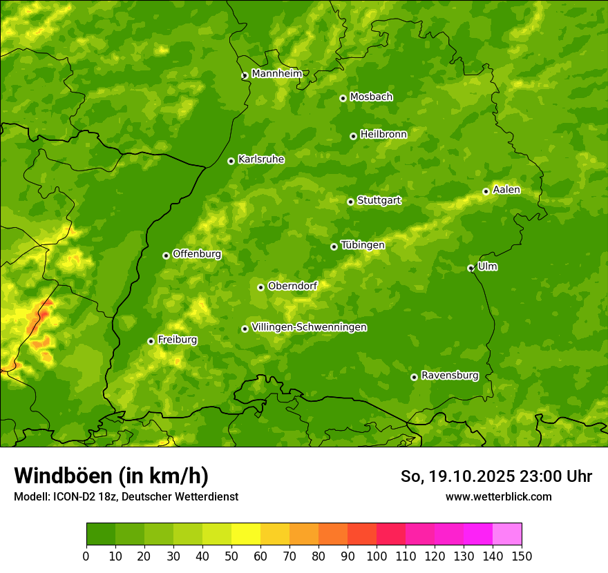Modellkarten Windgeschwindigkeit