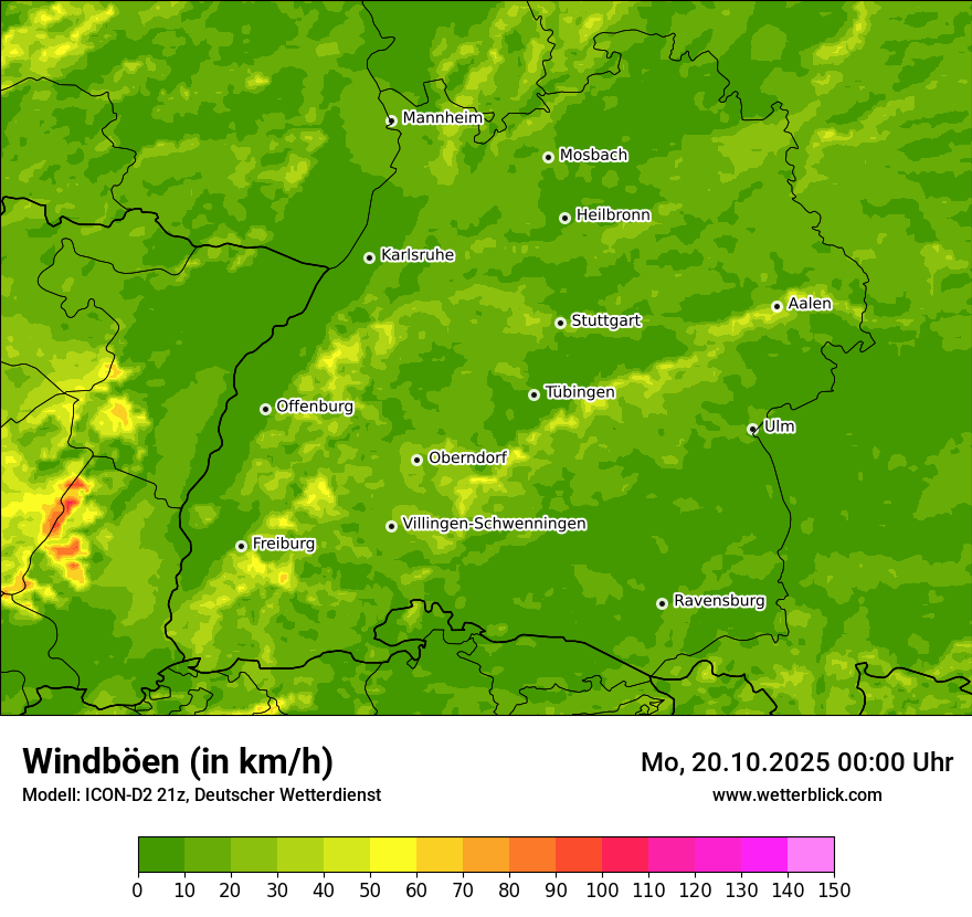 Modellkarten Windgeschwindigkeit