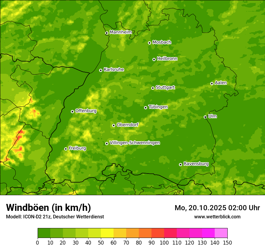 Modellkarten Windgeschwindigkeit