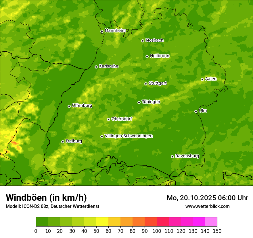 Modellkarten Windgeschwindigkeit