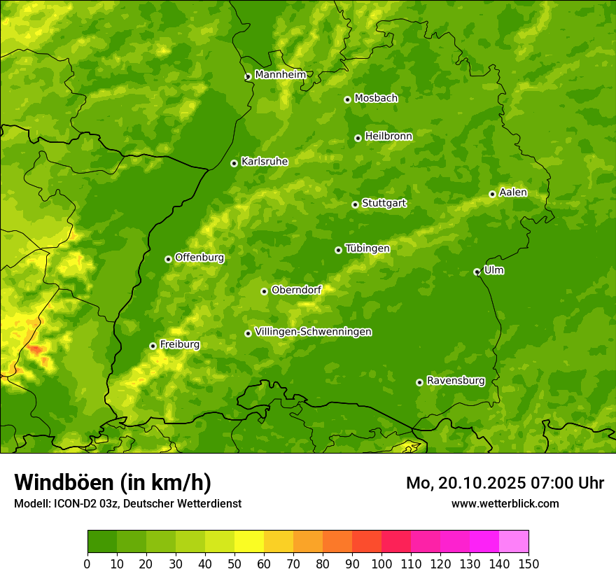 Modellkarten Windgeschwindigkeit