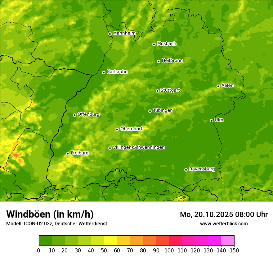 Modellkarten Windgeschwindigkeit
