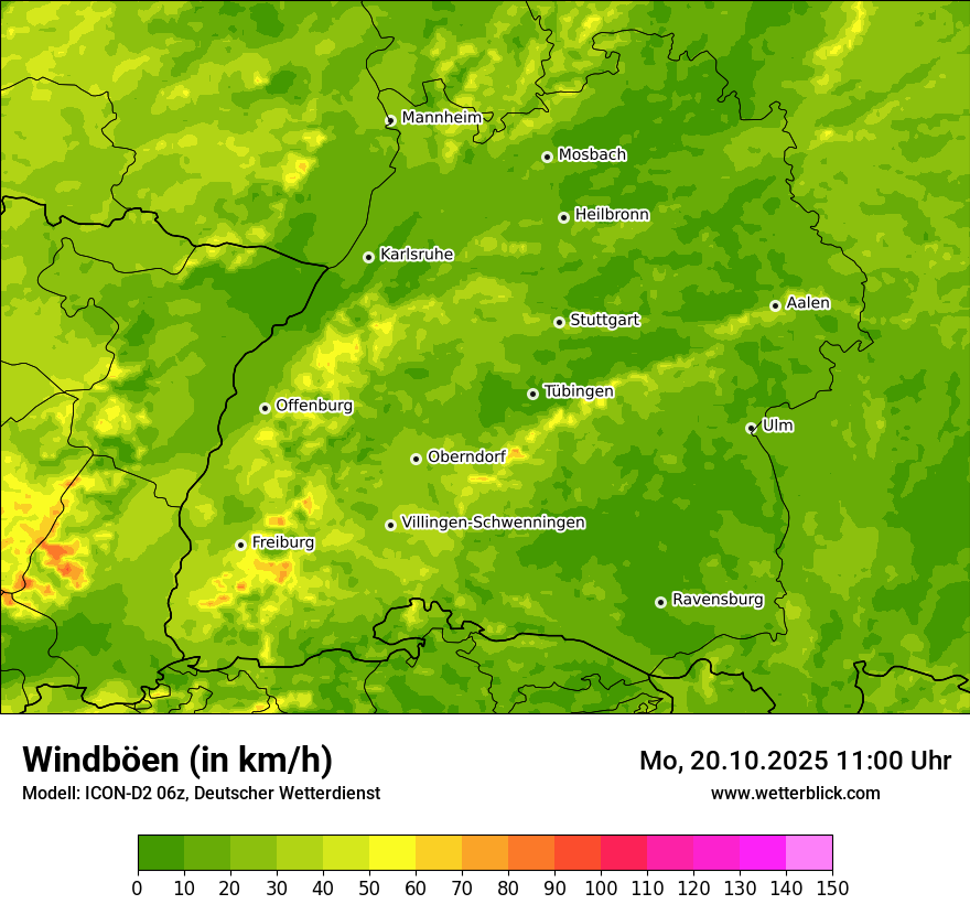 Modellkarten Windgeschwindigkeit
