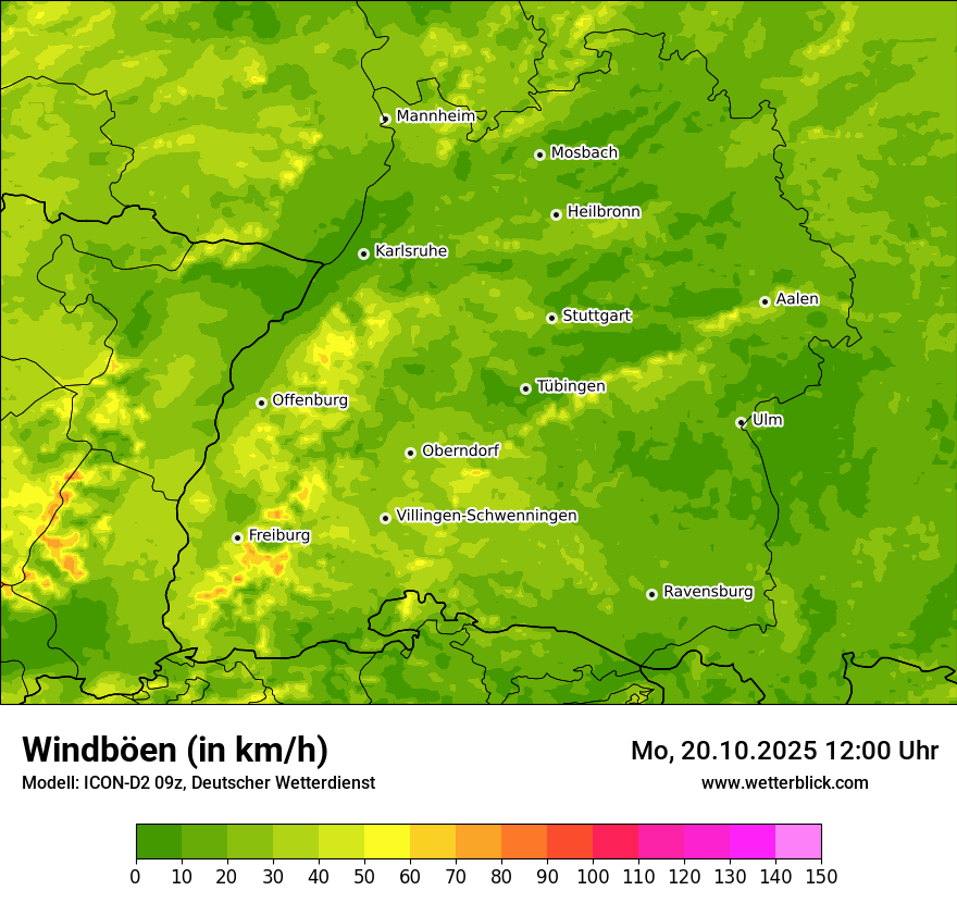 Modellkarten Windgeschwindigkeit
