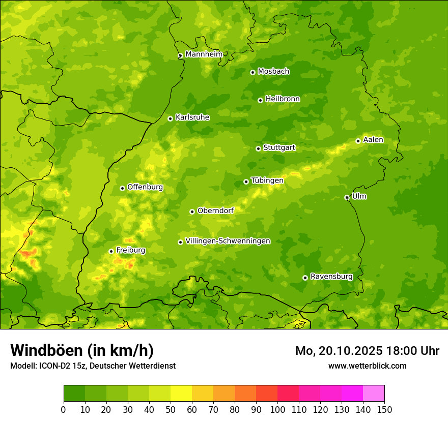 Modellkarten Windgeschwindigkeit
