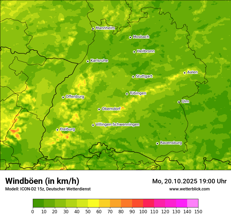 Modellkarten Windgeschwindigkeit