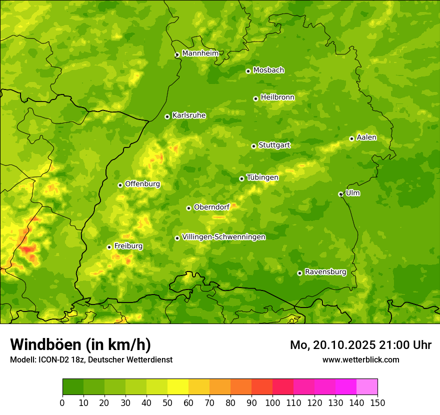 Modellkarten Windgeschwindigkeit
