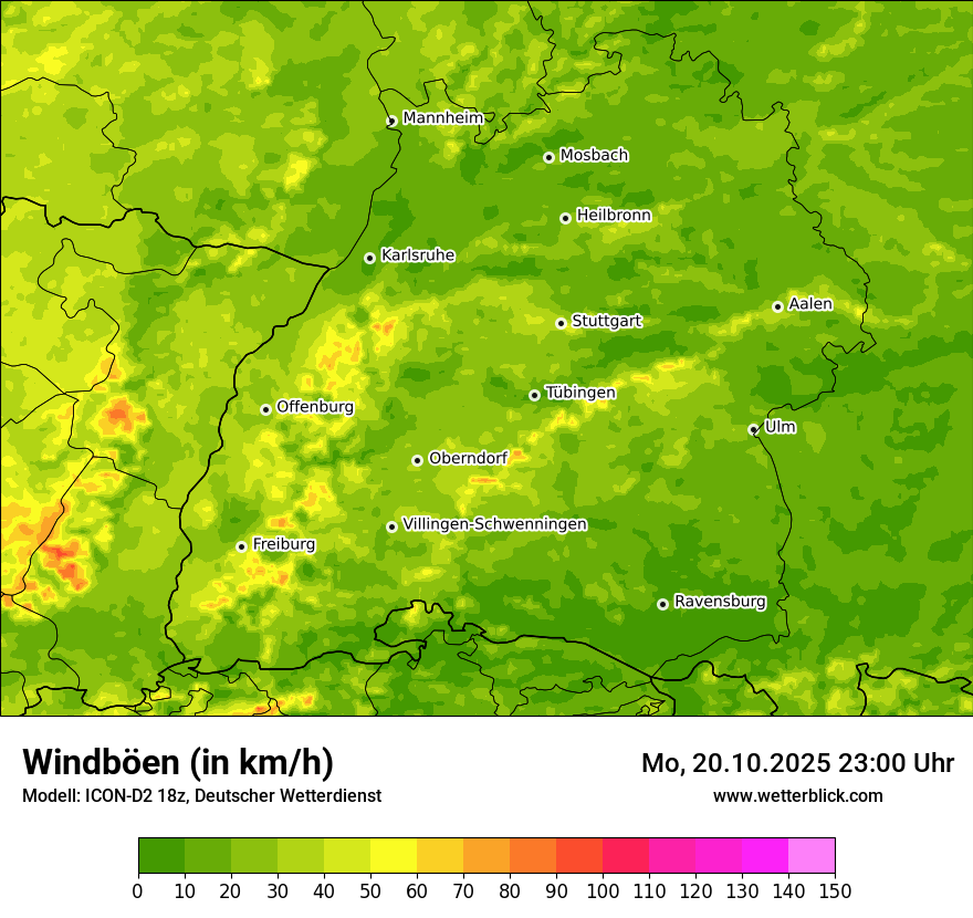 Modellkarten Windgeschwindigkeit