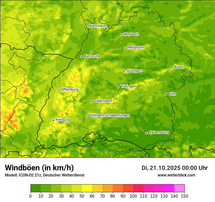Modellkarten Windgeschwindigkeit