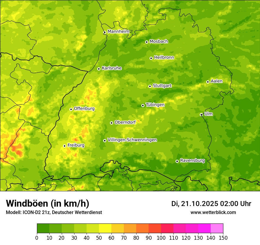 Modellkarten Windgeschwindigkeit