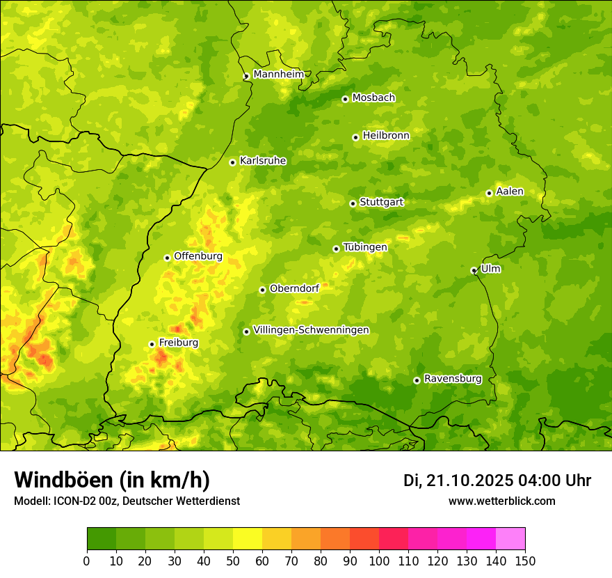 Modellkarten Windgeschwindigkeit