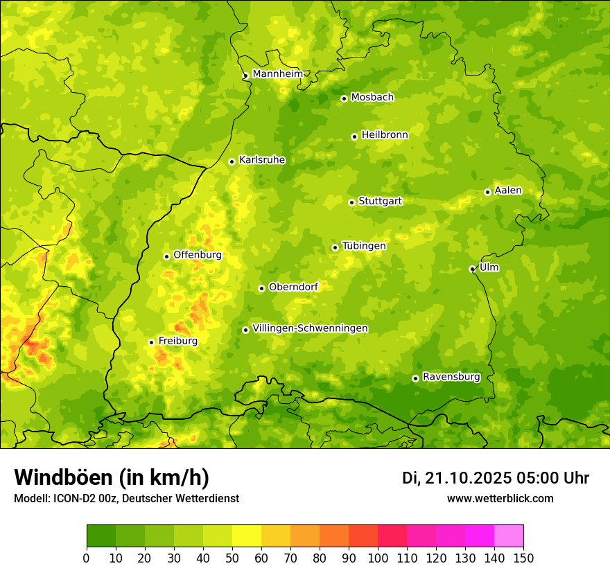 Modellkarten Windgeschwindigkeit