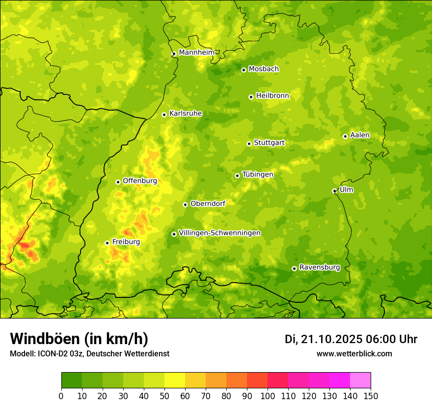 Modellkarten Windgeschwindigkeit