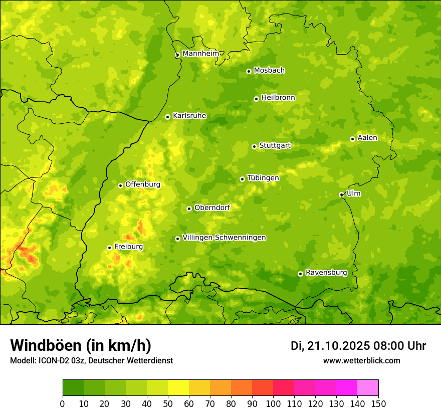 Modellkarten Windgeschwindigkeit
