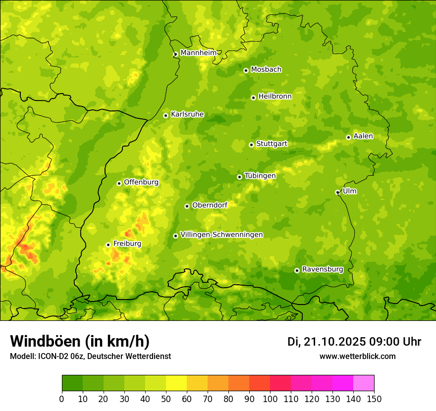 Modellkarten Windgeschwindigkeit