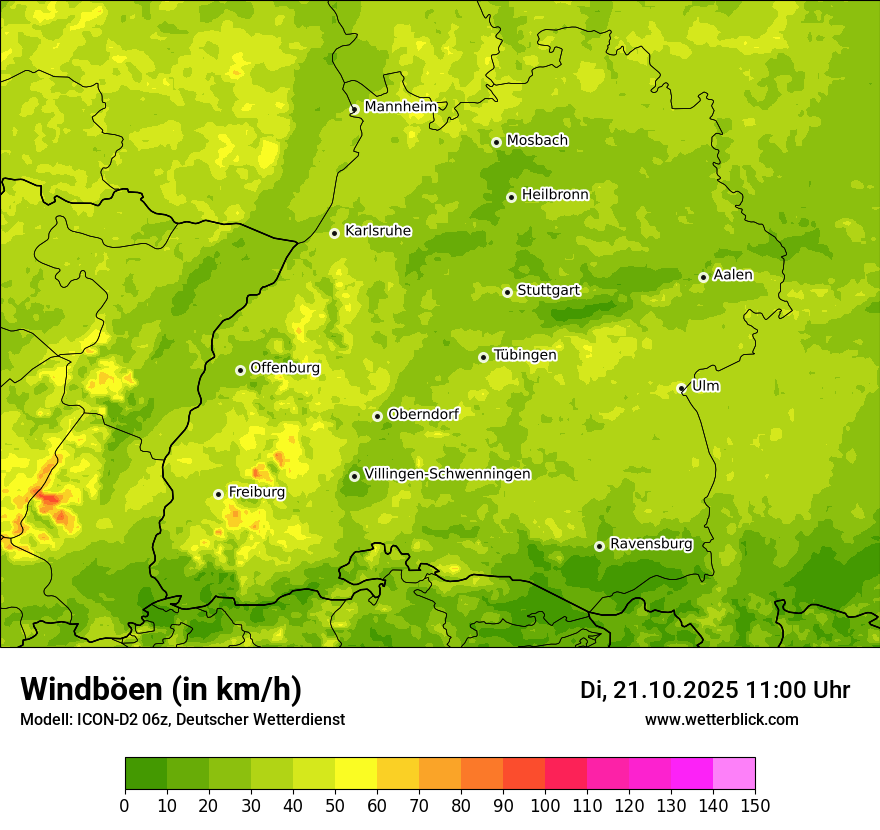 Modellkarten Windgeschwindigkeit