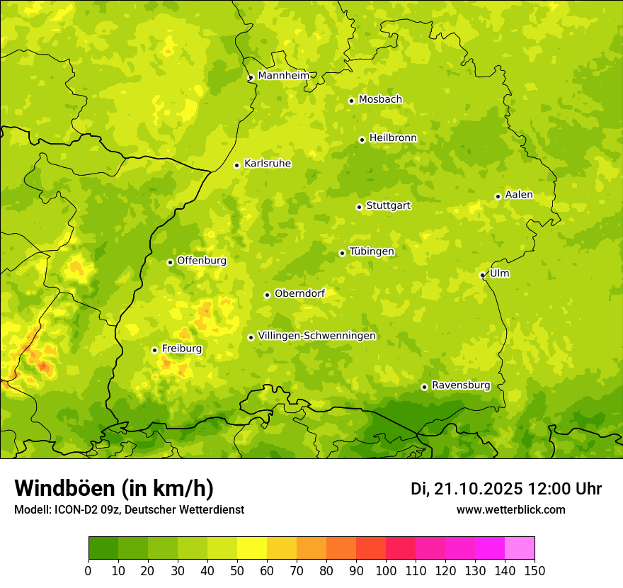 Modellkarten Windgeschwindigkeit