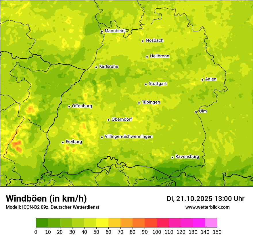 Modellkarten Windgeschwindigkeit