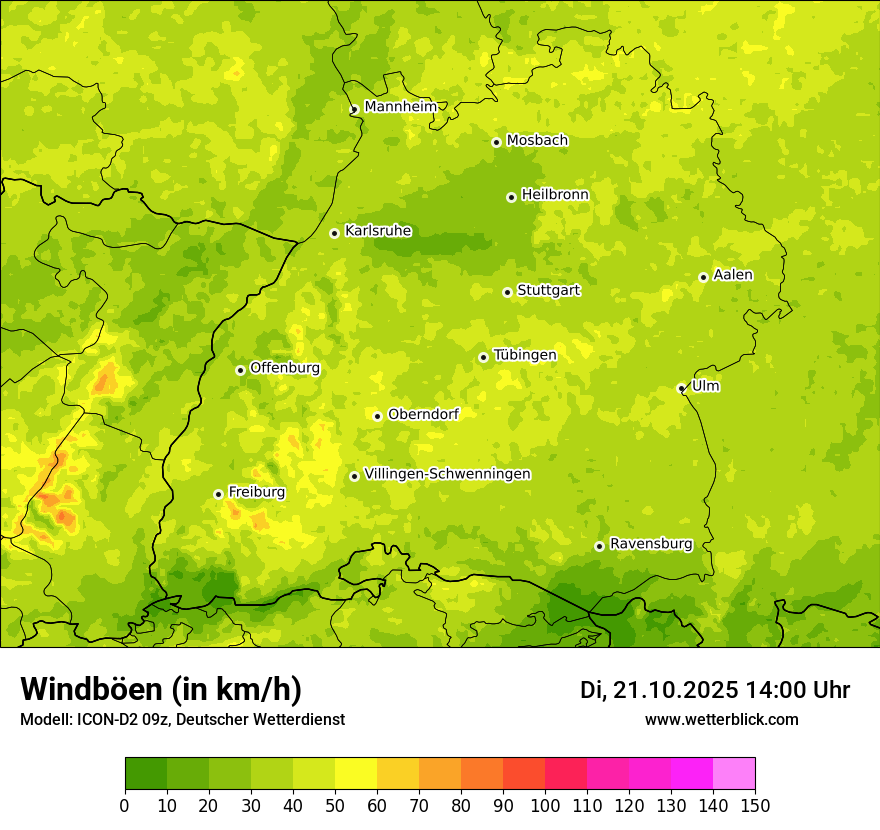 Modellkarten Windgeschwindigkeit