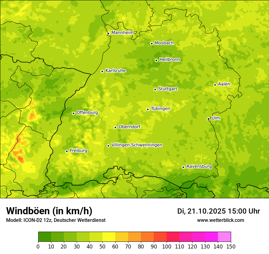 Modellkarten Windgeschwindigkeit