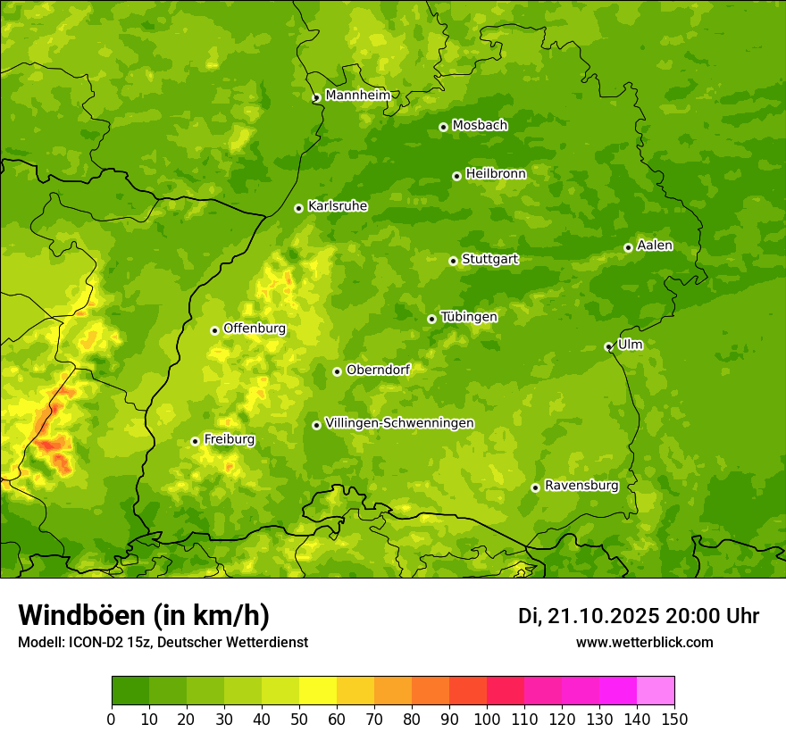 Modellkarten Windgeschwindigkeit