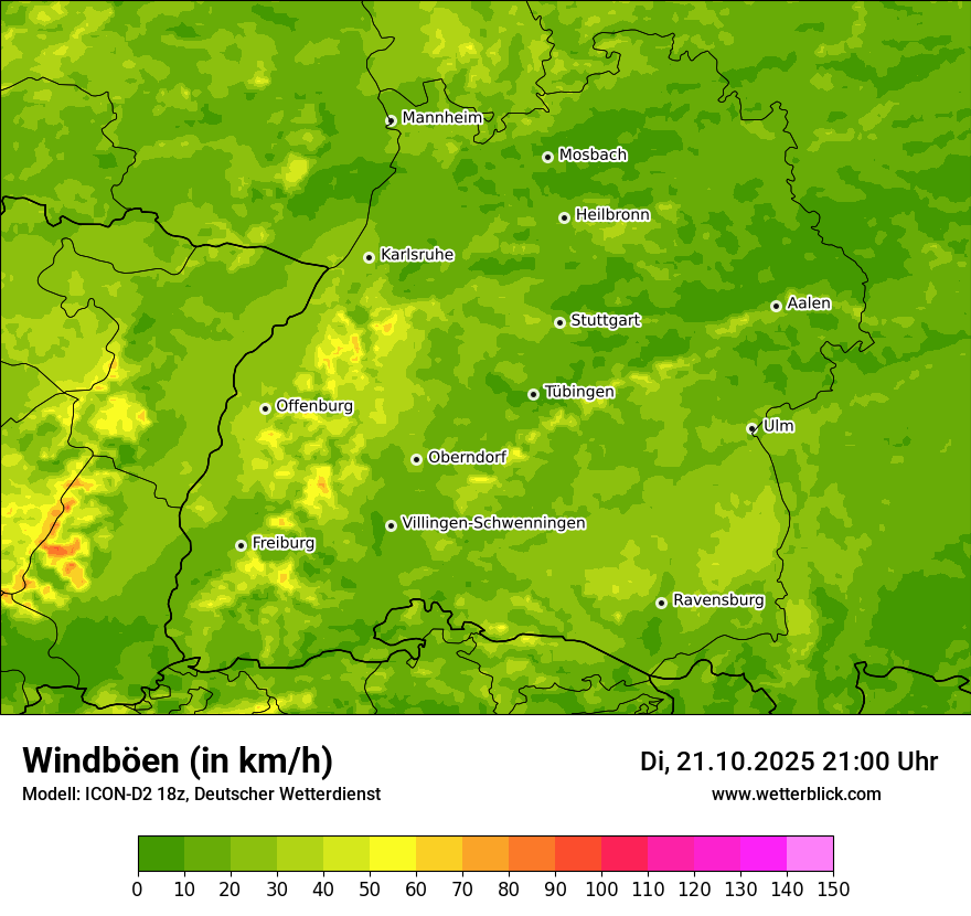 Modellkarten Windgeschwindigkeit