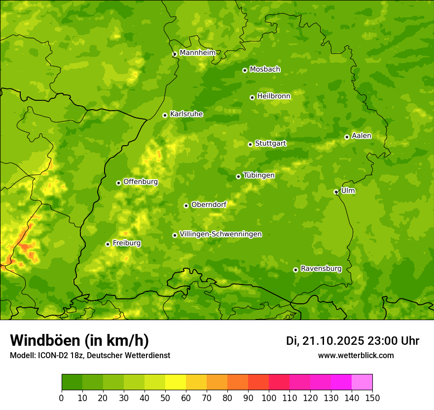 Modellkarten Windgeschwindigkeit