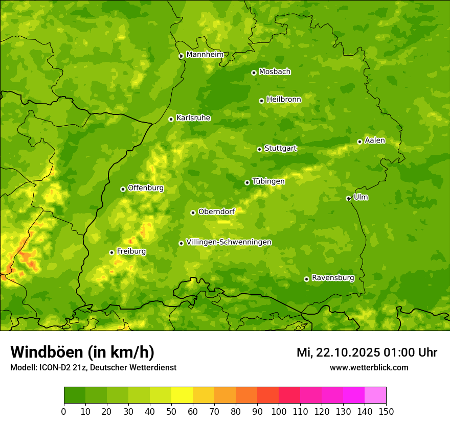 Modellkarten Windgeschwindigkeit