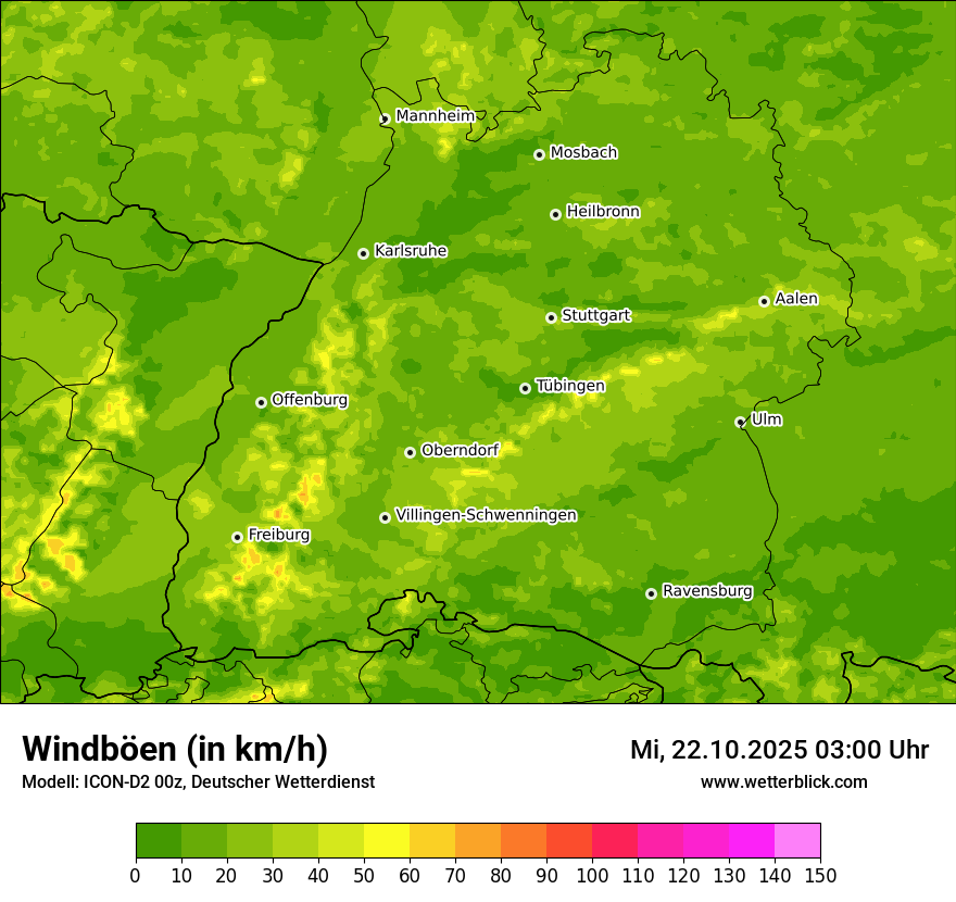 Modellkarten Windgeschwindigkeit