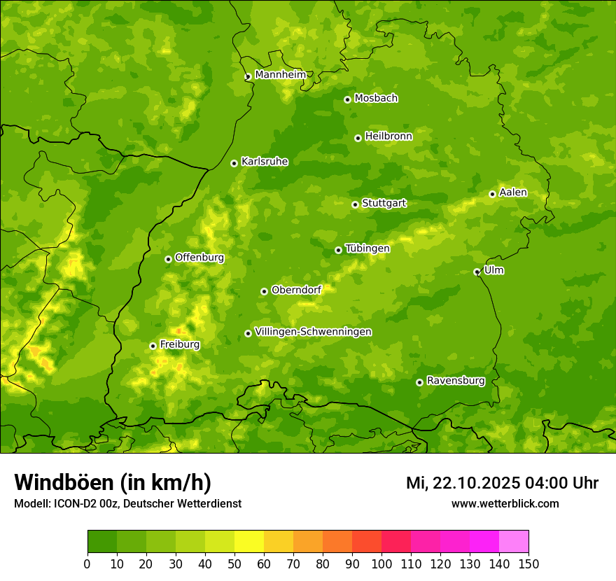 Modellkarten Windgeschwindigkeit