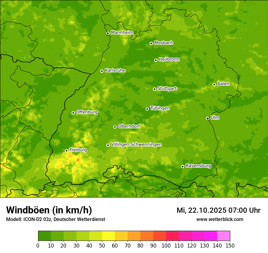 Modellkarten Windgeschwindigkeit