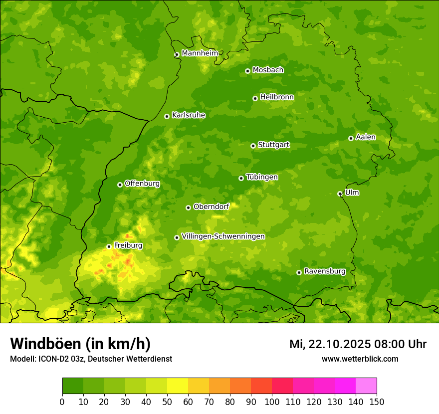 Modellkarten Windgeschwindigkeit