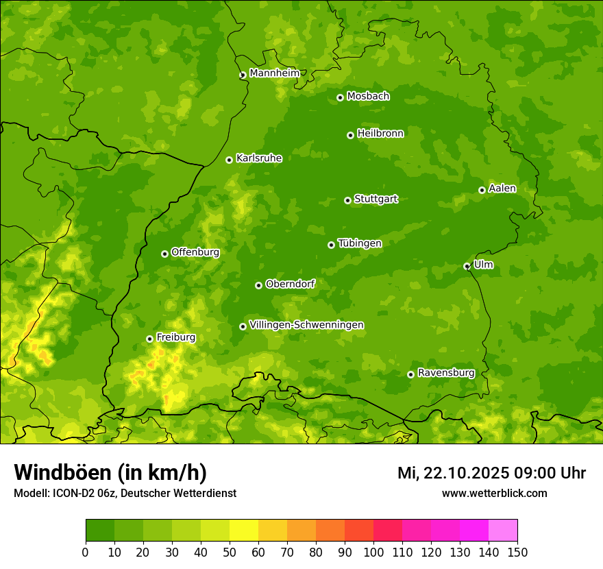 Modellkarten Windgeschwindigkeit