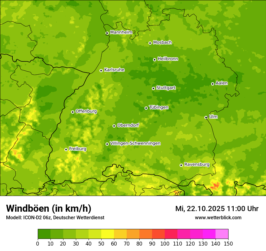 Modellkarten Windgeschwindigkeit