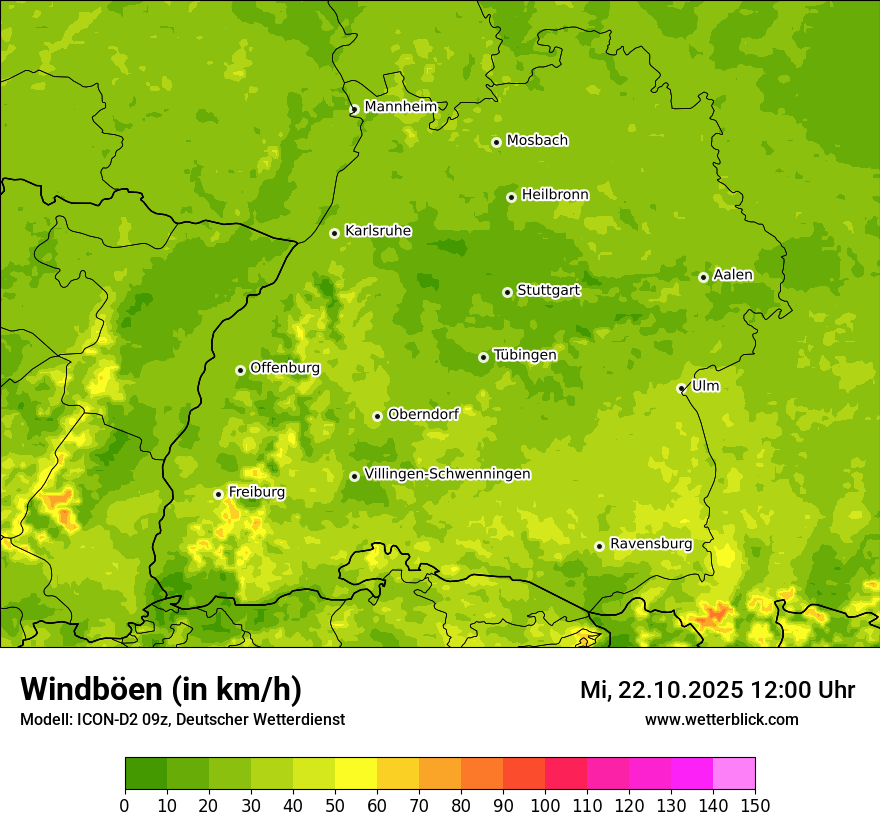Modellkarten Windgeschwindigkeit