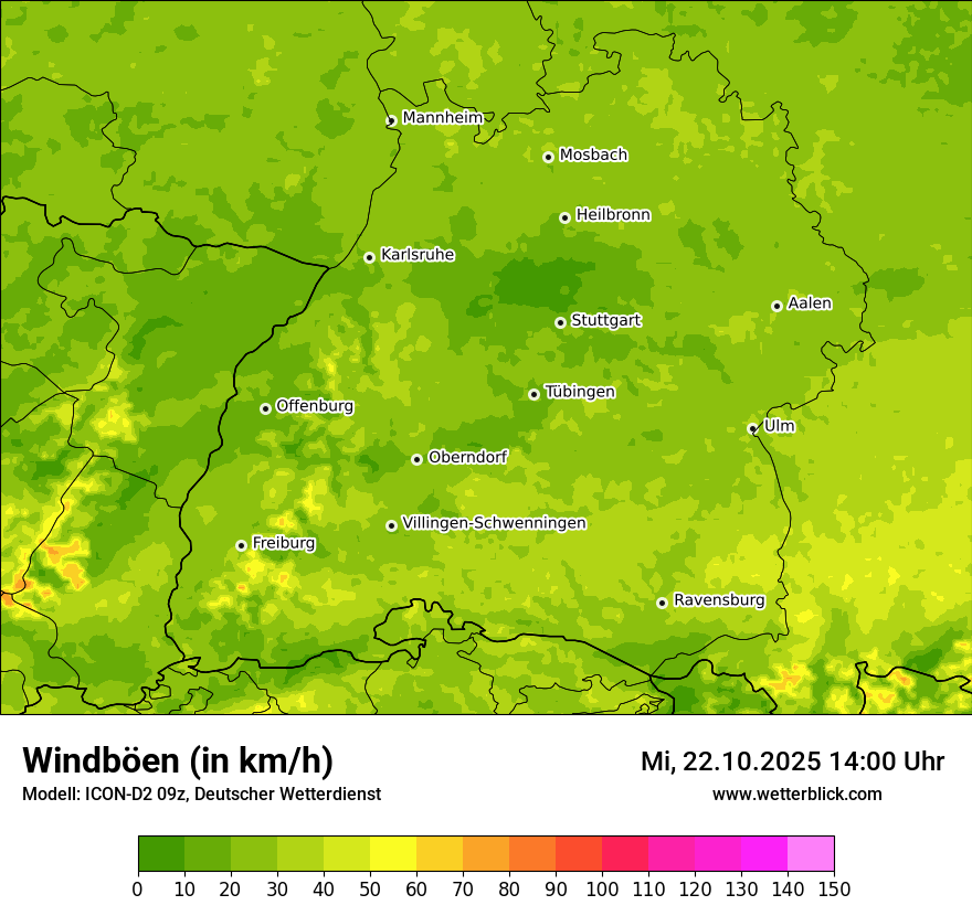 Modellkarten Windgeschwindigkeit