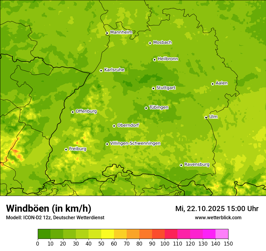 Modellkarten Windgeschwindigkeit