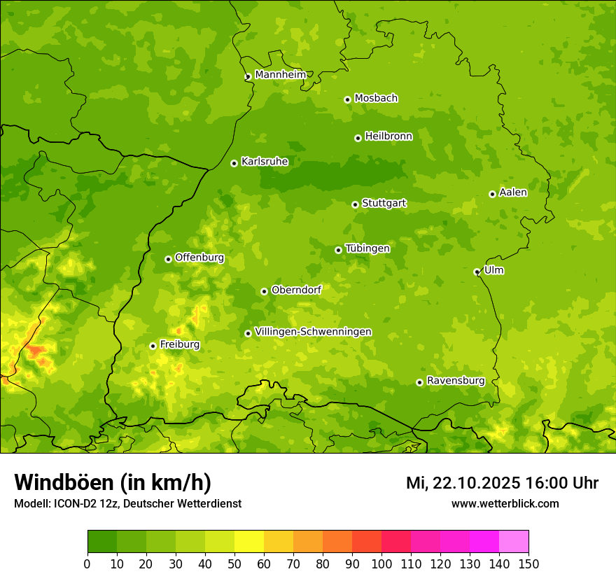 Modellkarten Windgeschwindigkeit