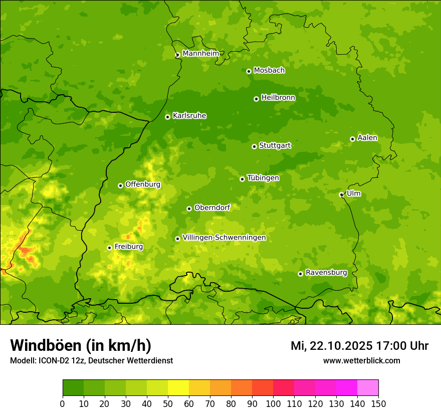 Modellkarten Windgeschwindigkeit