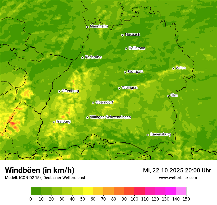 Modellkarten Windgeschwindigkeit